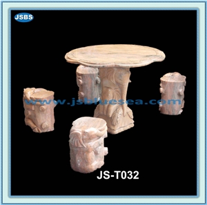 Outdoor Stone Tables and Benches, Natural White Marble Benches