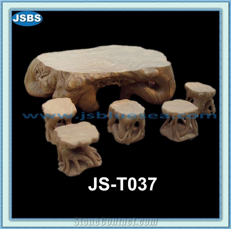 Outdoor Stone Tables and Benches, Natural White Marble Benches