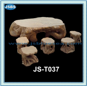 Outdoor Stone Tables and Benches, Natural White Marble Benches
