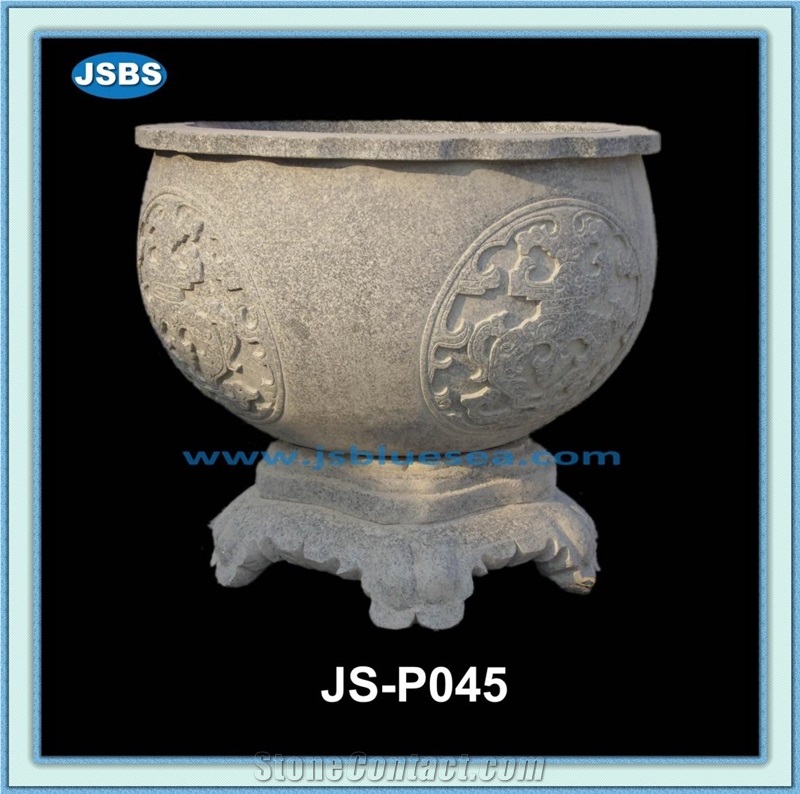 Round Natural Stone Planter Pot, Natural Marble Planter Pots