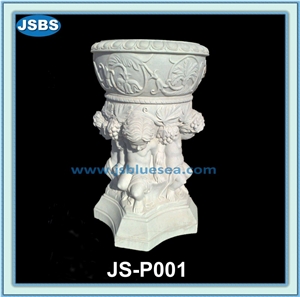 Round Natural Stone Planter Pot, Natural Marble Planter Pots