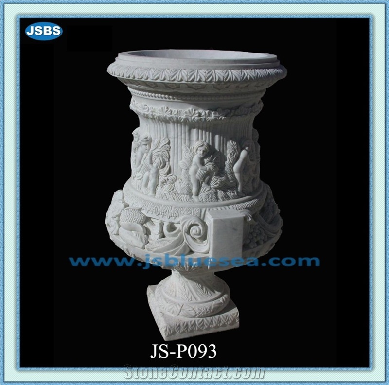 Round Natural Stone Planter Pot, Natural Marble Planter Pots