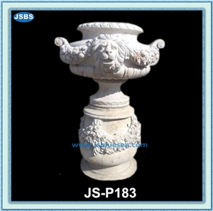 Round Natural Stone Planter Pot, Natural Marble Planter Pots