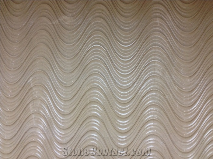 3d Cnc Stone Art Shaped Walling Tiles, Beige Marble Stone Art