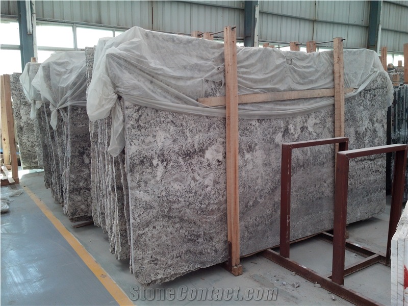 Aran White Granite Slab and Tiles, Snow Fox White Granite