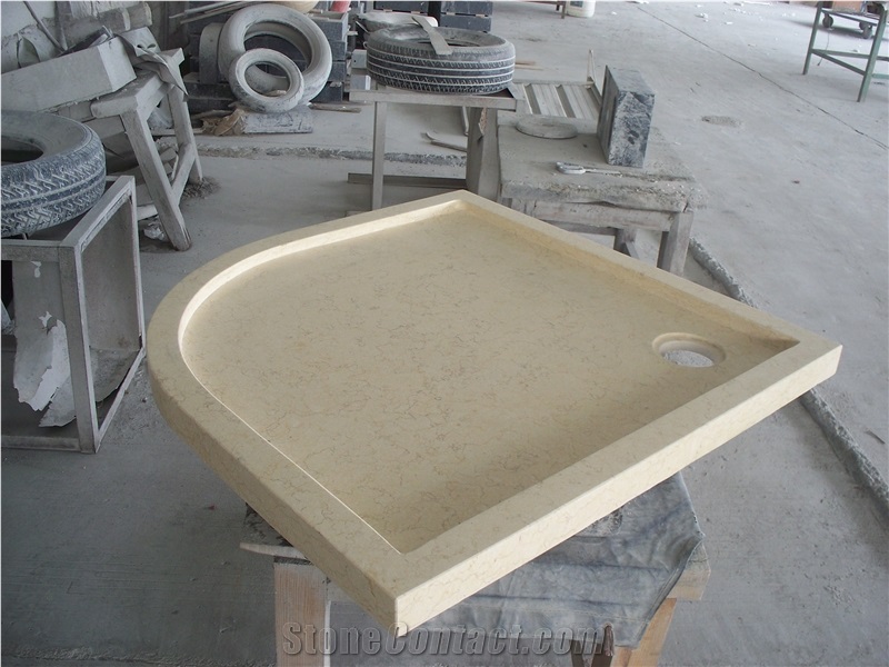 Beige Marble Shower Tray, Sunny Beige Shower Pan, Marble Shower Base