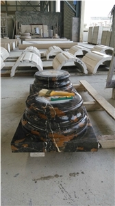 Black Golden Flower Marble Column Bases Black Golden Flower Marble Column Bases
