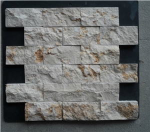 Brick Pattern Egyptian Yellow Natural Split Mosaic Tile, Egyptian Yellow Marble Mosaic