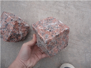 Chinese Red Granite G562 Paving Stone, Granite Cubic Stone, Marple Red Cobble Stone