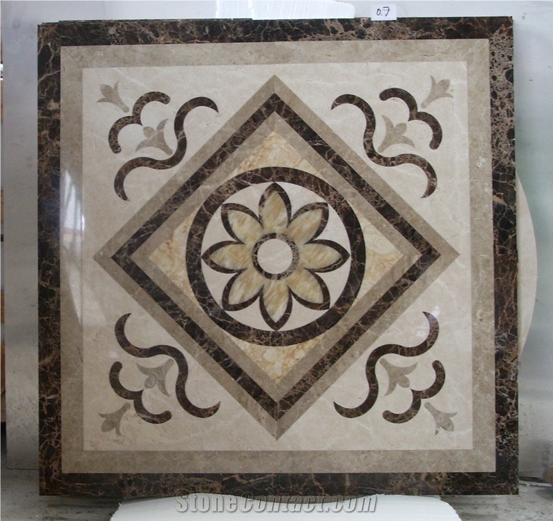 Composited Marble Waterjet Medallion , Popular Waterjet Pattern Design
