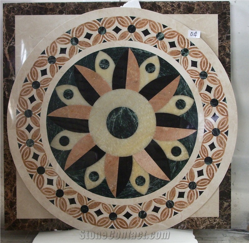Composited Marble Waterjet Medallion , Popular Waterjet Pattern Design