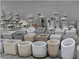 Different Styles Of G603 Outdoor Planters, Cheap Chinese Grey Granite Flower Pot