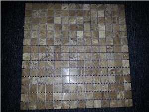 Emperador Dark Mosaic Tile , Mixed-Color Marble Mosaic Design