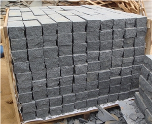 G654 Granite Paving Stone,Dark Grey Granite Cobble Stone, G654 Cube Stone,Granite Paver Stone
