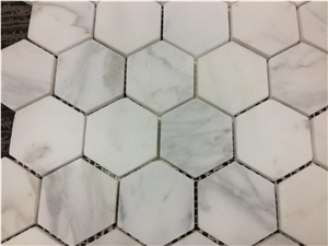 Hexagon Calacatta Carrara White Mosaic tile ,White Hexagon mosaic tile