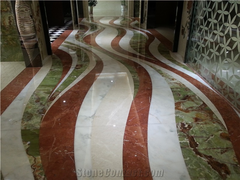 Marble Waterjet Medallion Tile , Popular Hotel Lobby Waterjet Pattern Design, Marble Medallion Onyx Waterjet Medallions
