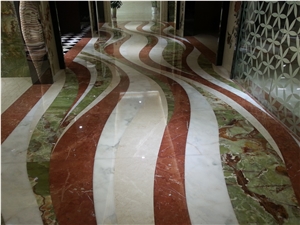 Marble Waterjet Medallion Tile , Popular Hotel Lobby Waterjet Pattern Design, Marble Medallion Onyx Waterjet Medallions