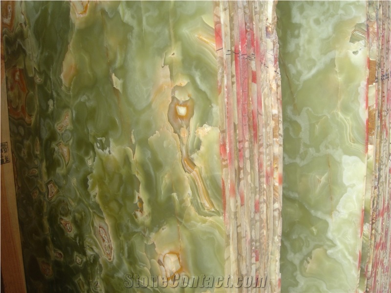 Multicolor Green Onxy with Glass