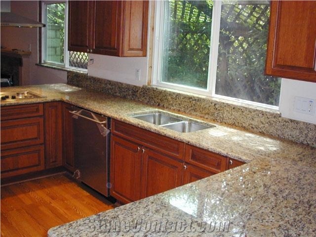 Santa Cecilia Kitchen Countertop , Supply Brazil Yellow Granite Countertop , Giallo Santa Cecilia Kitchen Tops