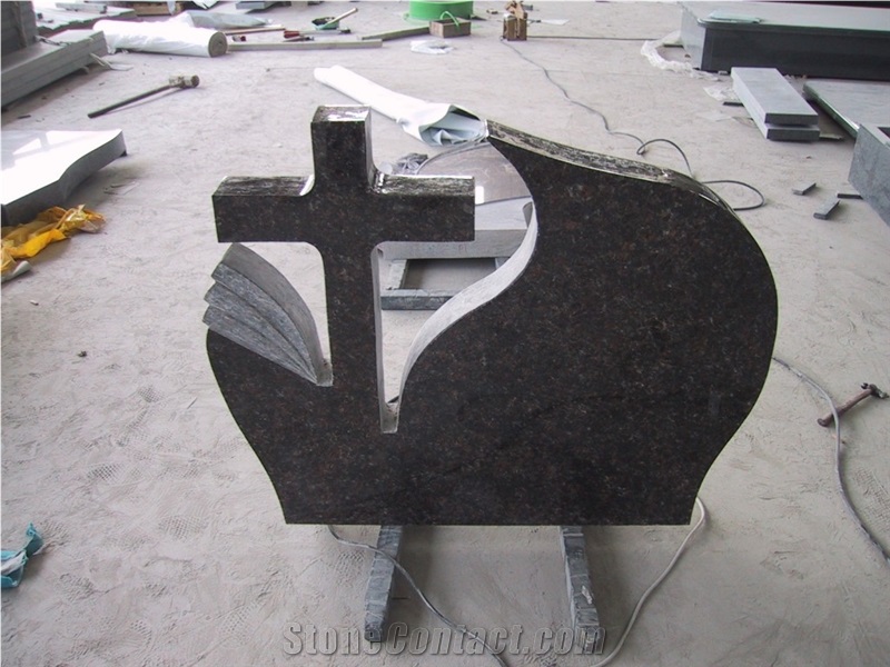 Tan Brown Granite Polished Tombstone,Gravestone