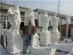Angel Stone Sculpture,Outdoor White Marble Sculpture