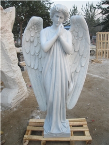 Angel with Big Wing Sculpture,Angel Statues,Stone Angel Carving