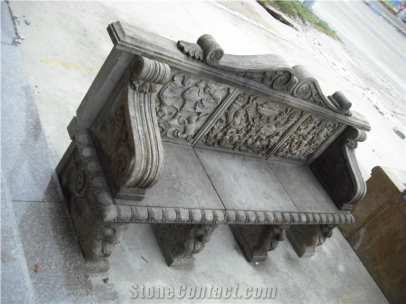 Archaistic Patio Bench, Archaistic Sculptured Exterior Furniture,Outdoor Garden Bench