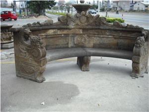 Archaistic Patio Bench, Archaistic Sculptured Garden Bench, Garden & Park Benches