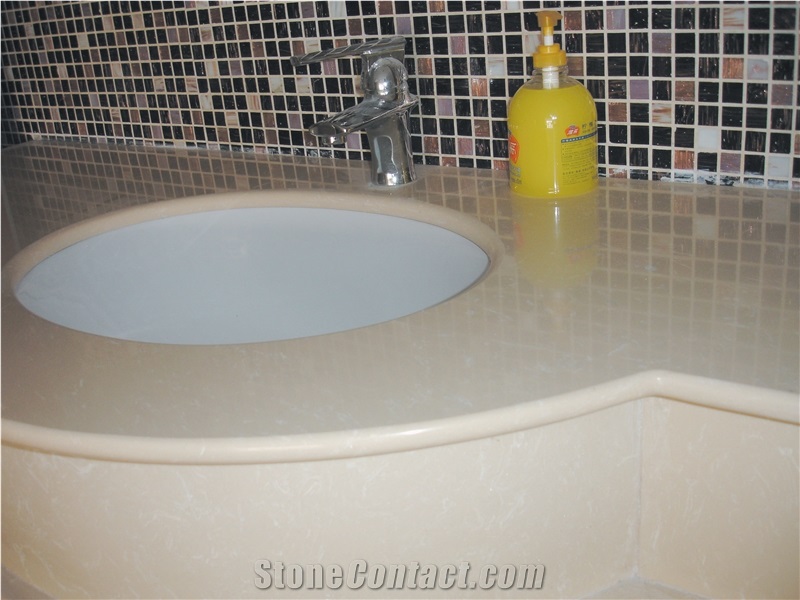 Beige Aritifical Quartz Stone for Vanity Top