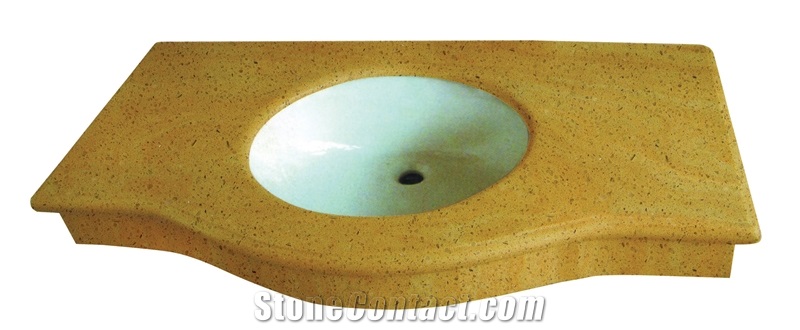 Beige Aritifical Quartz Stone Vanity Top