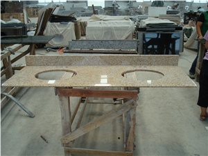 Beige Granite Bathroom Countertop with Double Sink