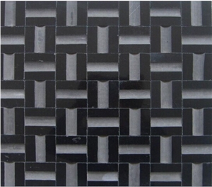 Black Granite Brick Mosaic, Groove Mosaic