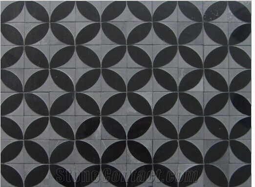 Black Granite Circular Brick Mosaic