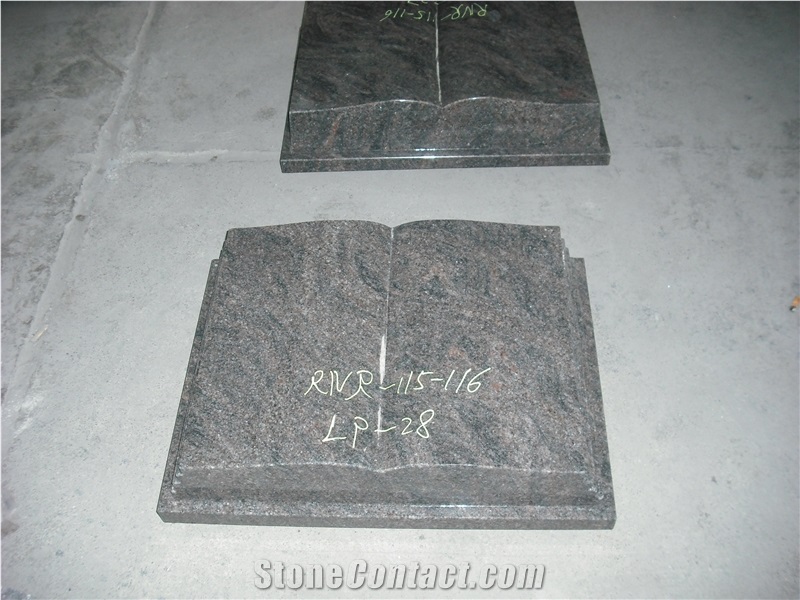 Browm Granite Book Shape Monument, Granite Tombstone and Gravestone
