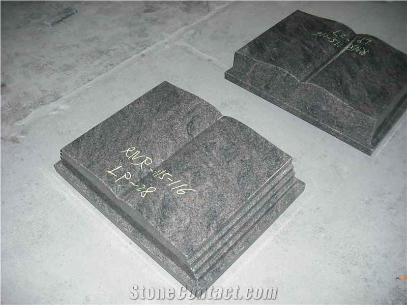 Browm Granite Book Shape Monument, Granite Tombstone and Gravestone