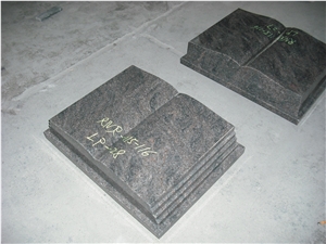 Browm Granite Book Shape Monument, Granite Tombstone and Gravestone