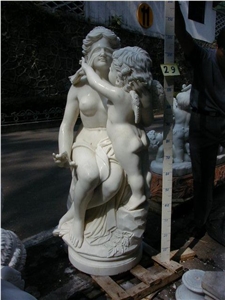 Children Angel Statue, Western Sculpture, White Marble Sculpture