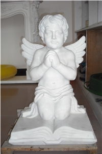 Children Angel Statue, Western Stone Sculpture, White Marble Sculpture, Hunan White Marble Sculptures