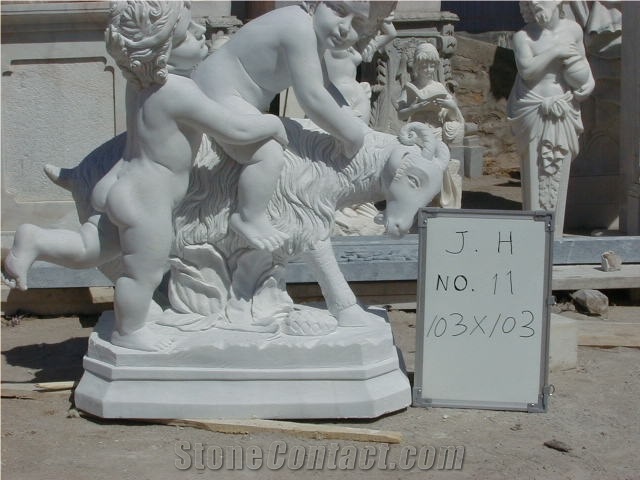 Children Statue,Western Outdoor Sculpture, White Marble Sculpture