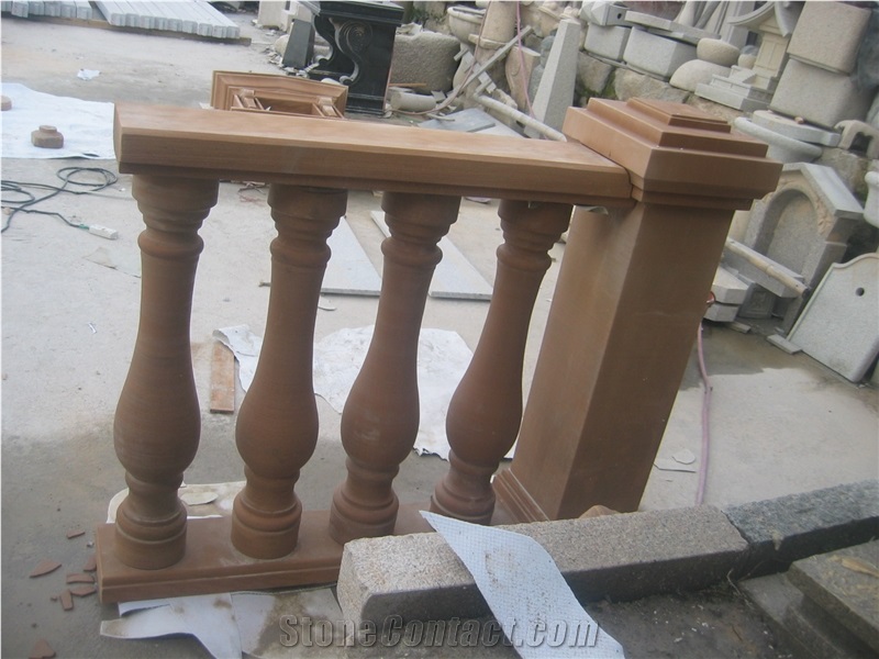 Dark Yellow Stone Baluster Railing