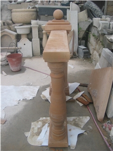 Dark Yellow Stone Baluster Railing