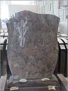 European Style Aurora Granite Tombstone, Polished and Carving Headatone, Monument