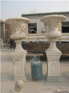 Factory Direct Cheap Wholesale Outdoor Stone Flowerpots, Grey Granite Pots