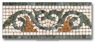 multicolor marble Flower Mosaic Line, Chipped Mosaic border line