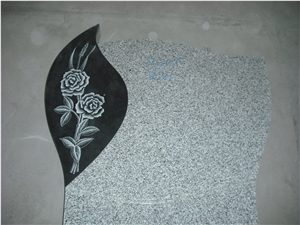 G603 Headstone with Flower Carved, Granite Tombstone and Monument