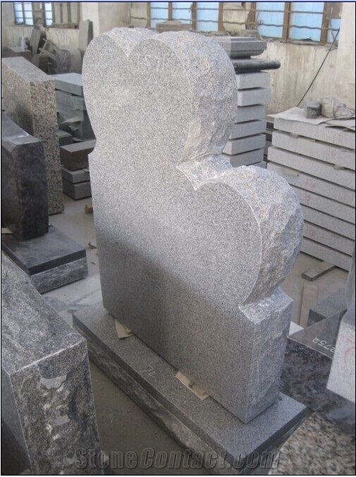 G654 American Style Granite Tombstone,Two Heart Monument,Polished and Carving Headstone&Gravestone