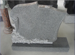 G654 grey granite tombstone,carving flower upright headstone and monument G654 grey granite tombstone,carving flower upright headstone and monument