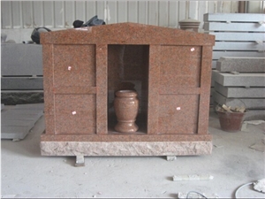 G664 Red Granite Tombstone, Temlpe Style Tombstone