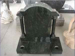 green granite tombstone,Temple style, upright tombstone, headstone green granite tombstone,Temple style, upright tombstone, headstone