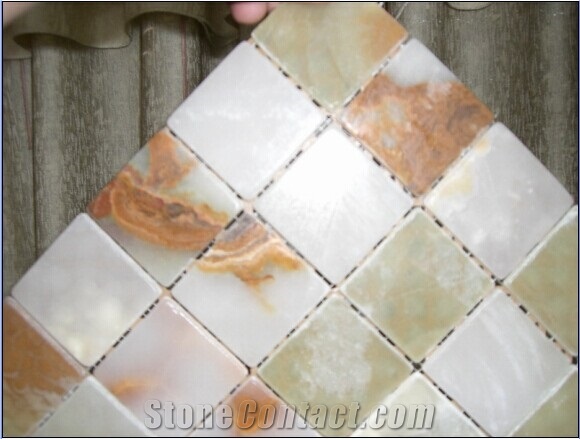 Green Onyx Brick Polished Mosaic